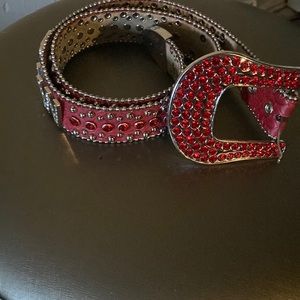 Rawyalty rhinestone designer red  belt